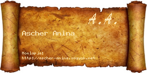 Ascher Anina névjegykártya